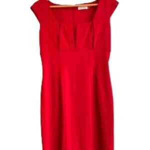 Calvin Klein Red Empire Waist Sheath Dress Size 4